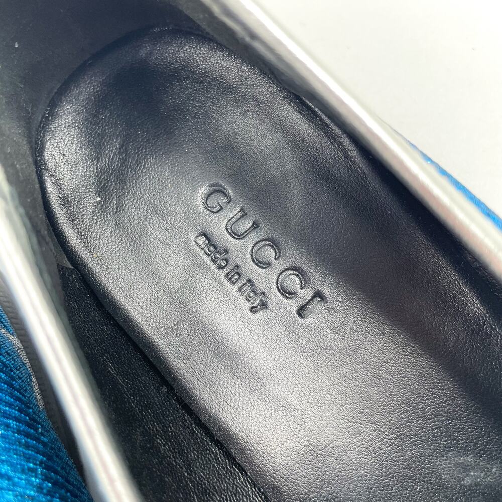 Gucci Jordaan Starry Sky Loafers Blue Metallic Silver Horsebit Leather Sz 37 / 7 - Picture 5 of 12